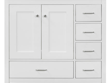 Bathroom Vanity With Ceramic Sink Combo, Abundant Storage Cabinet 2 Soft Close Doors And 5 Drawers