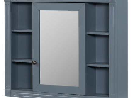 Wall Mounted Bathroom Storage Cabinet With Mirror, Cabinet With 6 Open Shelves And Adjustable Interior