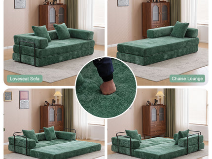 Convertible Floor Sofa Bed With Pillow Back Support Armrest