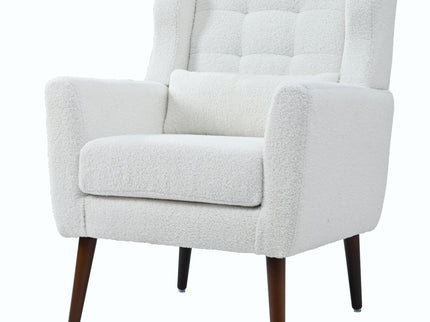 Modern Accent Chair, Arm Chairs For Living Room, Upholstered Mordern Armchair, Comfy Soft Padded Lounge Chair In Small Space, Bedroom, With Pillow, Solid Wood Leg