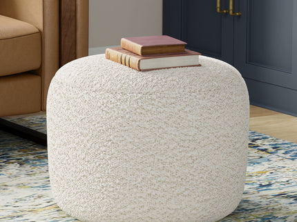 Chantal - Round Pouf - White