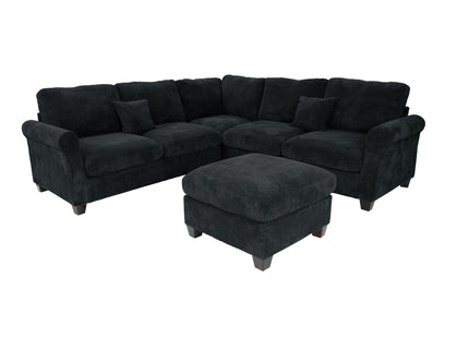 Modern Sectional Set With Corner Wedge, Loveseat, Ottoman & 2 Pillows