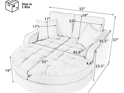 Modern Chaise Lounge Upholstered Sofa Couch With Tufted Seat And Detachable Pillows For Living Room