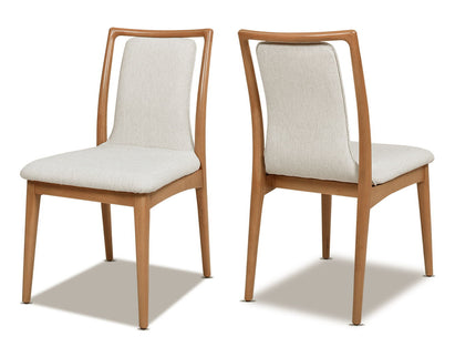 Scandi - Upholstered Dining Chair, Stain Resistant High (Set of 2) - Natural Light Brown / White Pepper