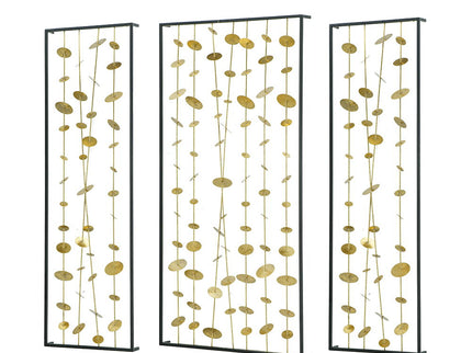 Metal Decorative Wall Art With Frame, Wall Decor For Living Room (Set of 3) - Gold