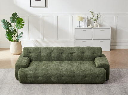 Cloud Series Minimalist Button Tufted Square Arm 3 Seater Sofa