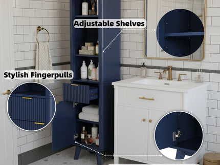 Tall Bathroom Storage Cabinet With Adjustable Shelves And 1 Drawer & Door