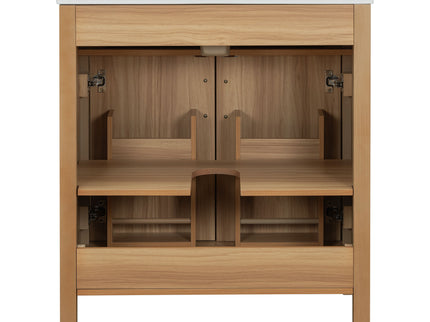 Bathroom Vanity With Flip Drawer, 2 Soft Close Doors, Adjustable Shelf And Ceramic Sink