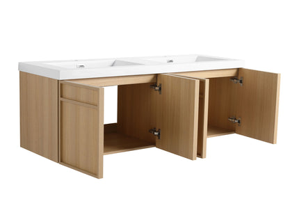 Wall-Mounted Bathroom Vanity With Resin Sink And Soft Closing Doors