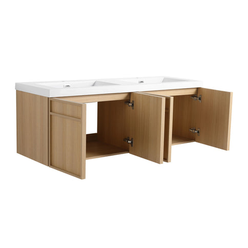 Wall-Mounted Bathroom Vanity With Resin Sink And Soft Closing Doors