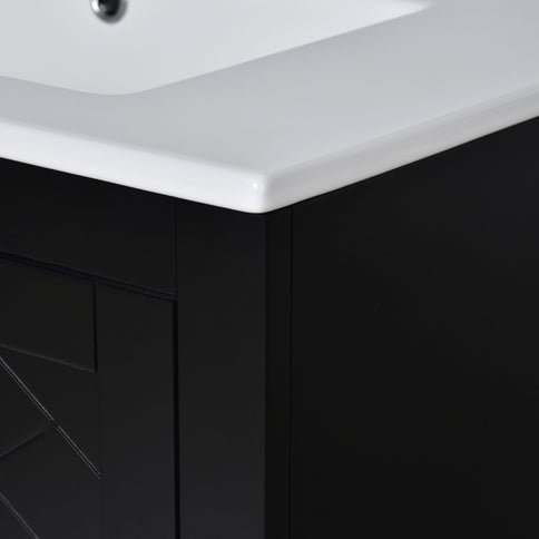 Ceramic Sink Combo, Freestanding Vanity Set With 3 Drawers & Soft Closing Doors