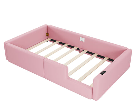 Platform Bed With Guardrail And Charging Station