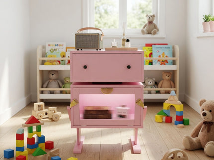 Robot LED Nightstand With 360° Rotating Drawer