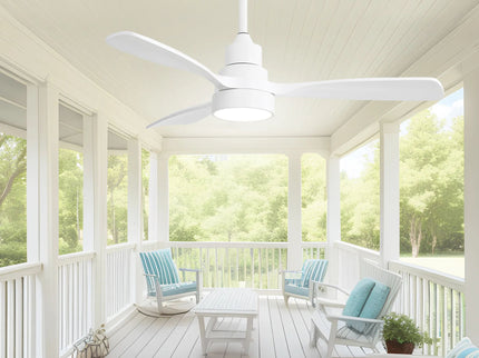 48" Ceiling Fan With Dimmable 3Cct LED Light, DC Motor, Reversible - White