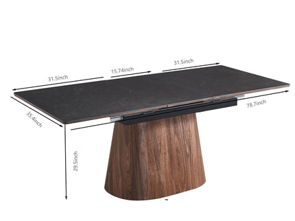 Extendable Dining Table With Cone Base And 6 Dining Chairs - Brown / Black