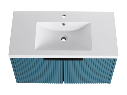 Contemporary Wall Mounted Bathroom Vanity With Resin Double Sink