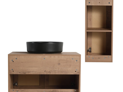 Bathroom Vanity With Art Sink And Side Cabinet, Float Mounting Design