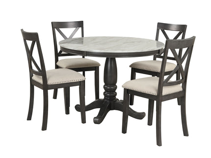 5 Pieces Dining Table And Chairs Set For 4 Persons, Kitchen Room Solid Wood Table With 4 Chairs