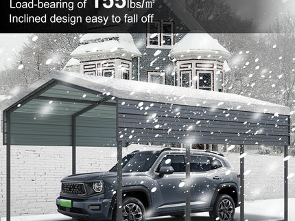 10 X 15 Ft Carport, Outdoor Carport, Heavy Duty Carport Canopy With Galvanized Steel Roof And Frame, Metal Carport Large Garage For Driveway Car, Truck - Charcoal