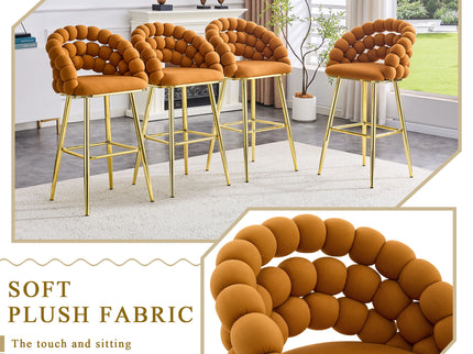 Bubble, Ball Chain Tufted Bar Chairs For Kitchen Island & Home Bar (Set of 2)