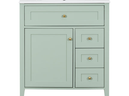 Bathroom Vanity With Sink, 3 Drawers And Adjustable Shelf