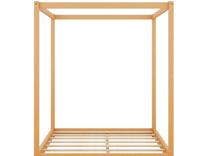 Wood Canopy Platform Bed With Support Legs And Airflow Slats