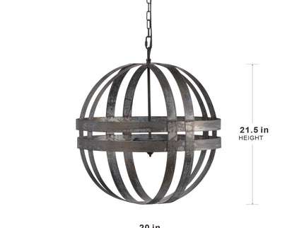 4 Light Galvanized Chandelier, Hanging Light Fixture With Adjustable Chain For Kitchen, Bulb Not Included - Gray