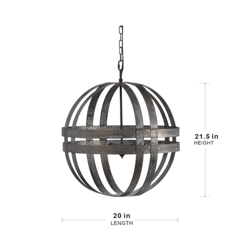 4 Light Galvanized Chandelier, Hanging Light Fixture With Adjustable Chain For Kitchen, Bulb Not Included - Gray