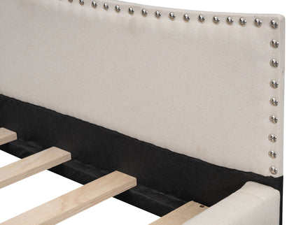 Upholstered Daybed With Headboard And Armrest, Support Legs