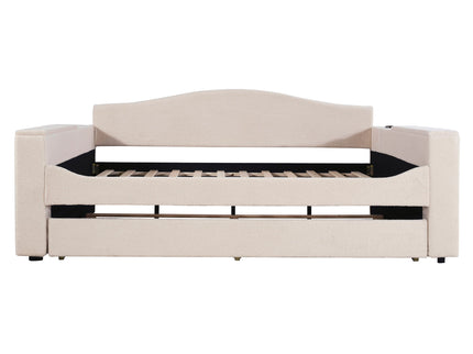 Upholstered Daybed With Storage Armrests, Trundle And Latest Integrated tooth Audio System