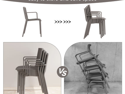 4 Modern Stackable Plastic Armchair Matched With Folding Square Table