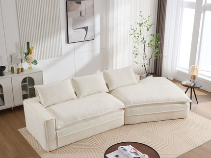 Modern Minimalist Modular Sectional Sofa With Deep Seats And Right Facing Chaise