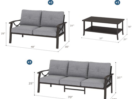 Patio Furniture Set With Coffee Table And Cushions For Backyard