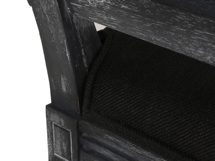 French Country Dining Chair With Rectangular Cane Backrest And Smooth Upholstered Seating