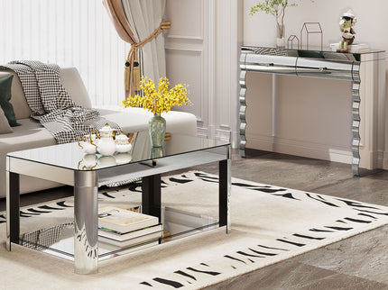 Console Table With 2 Drawers For Living Room - Silver
