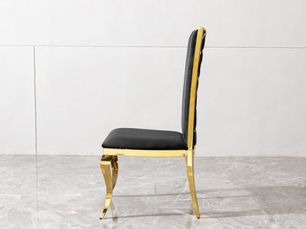 Dining Chair (Set of 2) With Unique Backrest Stainless Steel Legs - Gold