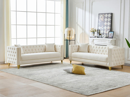 Deep Seat Sofa With Button Nailhead, Square Arm Couches