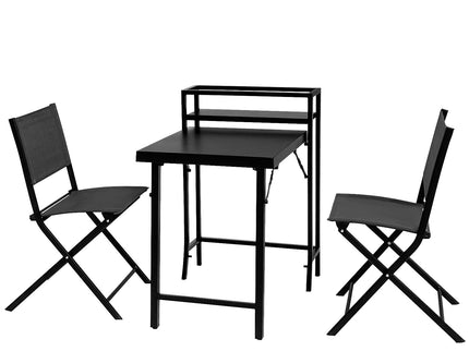 3 Piece Patio Bistro Set, Patio Set Of Foldable Patio Table And Chairs, Outdoor Patio Furniture Sets - Black