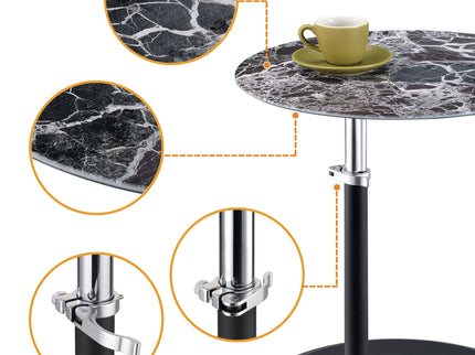 Orbit - 15.5" End Table With Height Adjustable Marble Textured Top