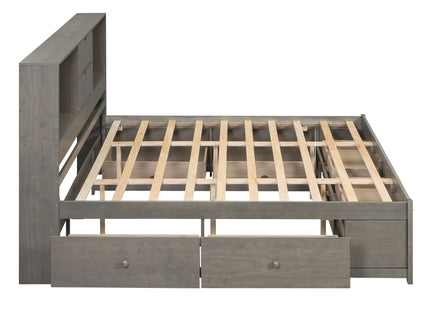Platform Bed With Storage Headboard And 8 Drawers