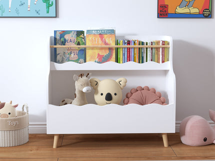 Kids Bookcase, Children Book Organizer Toy Storage Cabinet - White
