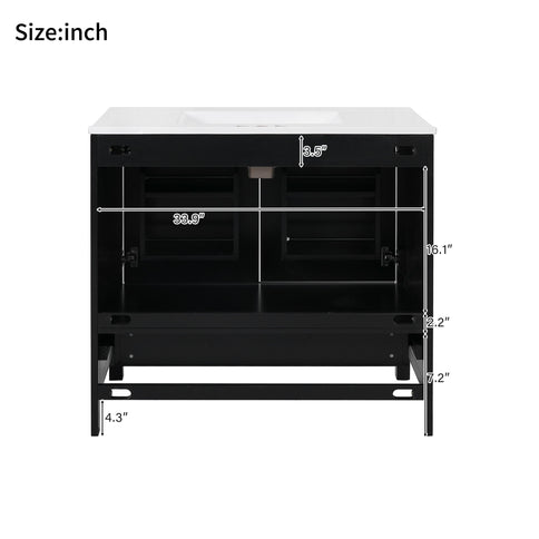 Bathroom Vanity With Sink, Soft Close Doors, Double Shelves & Divided Drawer