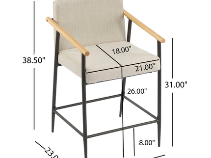 Mid Century Modern Counter Stool Set With Iron Frame