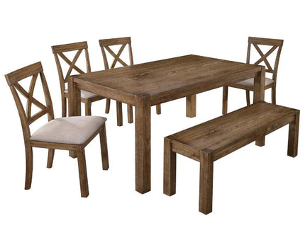 Dining Chair With Open X Back (Set of 2) - Brown / Beige