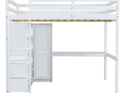 Loft Bed With Built In Wardrobe, Desk, Shelves And Drawers