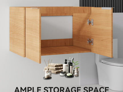 Floating Bathroom Vanity Cabinet & Soft Close Double Doors, Spacious Interior Storage, Wall Mounted, Cabinet Only