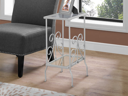 Accent Table, Side Tempered Glass, Transitional - Silver
