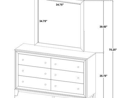 Anza - 6 Drawer Dresser With Mirro - Walnut