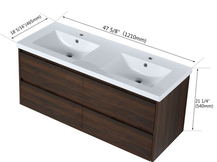 Modern Floating Bathroom Vanity With Dual Resin Sink, Soft Close Drawers