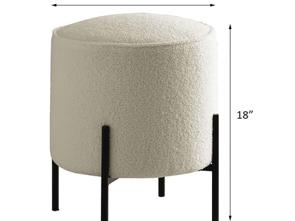 Round Upholstered Ottoman - Beige